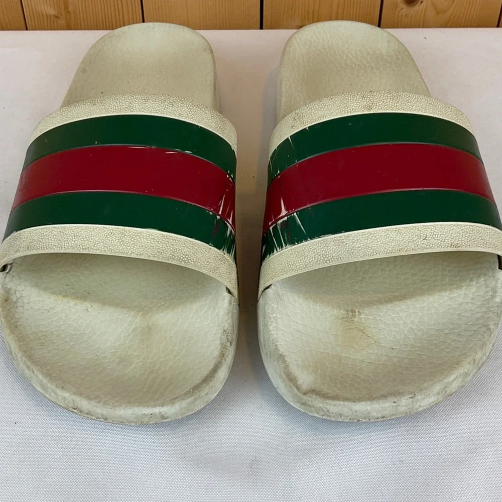 Gucci Pursuit 72 Slides, White/Red/Green - *EST* Size 8 or 9 Men's